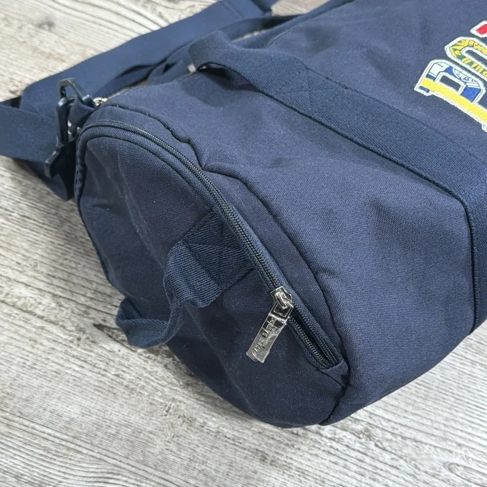 Polo Ralph Lauren Duffle Bag Navy Blue Spell Out Logo Gym Travel Shoulder Bag